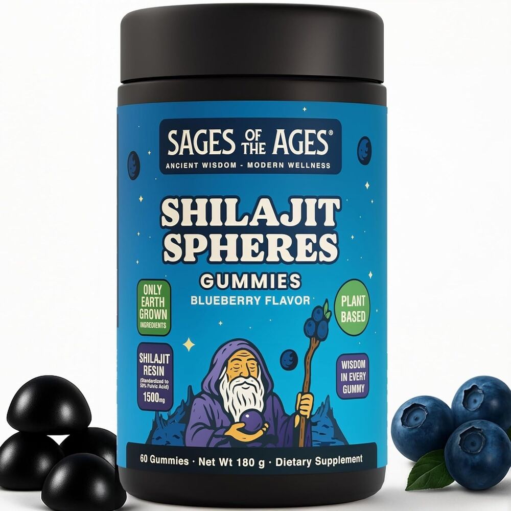 Shilajit Gummies Himalaya Energy 1500 mg Pure Fulvic Acid Vegan No Sugar 60 Serv